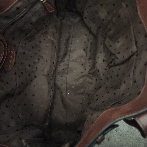 Fossil Women's Brown Leopard-Accent Leather Tote - Picture 6 of 6